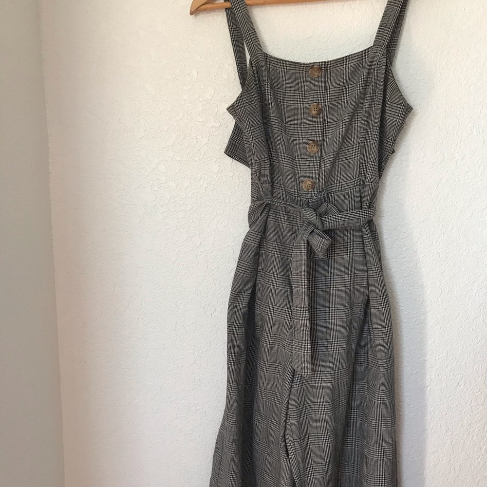 Gray stripped long romper